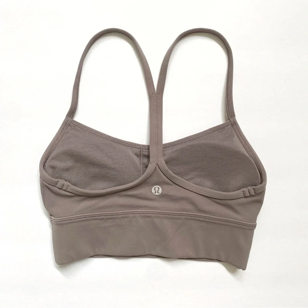 Lululemon taupe brown lunar rock Flow Y sport Bra Long Line Nulu racerback - Picture 2 of 7